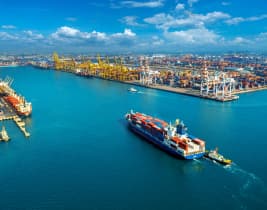 Cargo ships at an international shipping port Cargo ships at an international shipping port