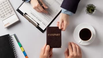 Professional visa consultant assisting a client Professional visa consultant assisting a client